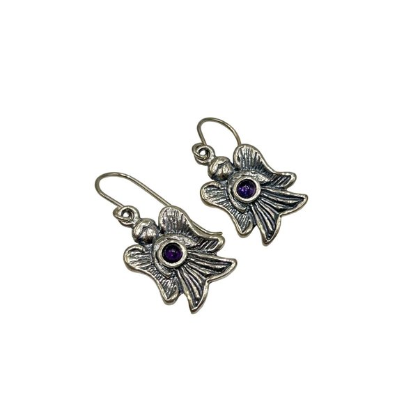 Didae Angels Israeli Jewelry Sterling Silver Dangles Earrings w Amethyst Stones - Picture 1 of 6